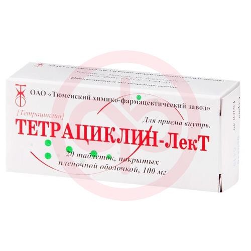 Тетрациклин-лект таблетки покрытые пленочной оболочкой 100мг №20