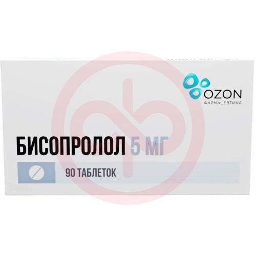 Бисопролол таблетки покрытые пленочной оболочкой 5мг №90 Бисопролол таблетки покрытые пленочной оболочкой 5мг №90