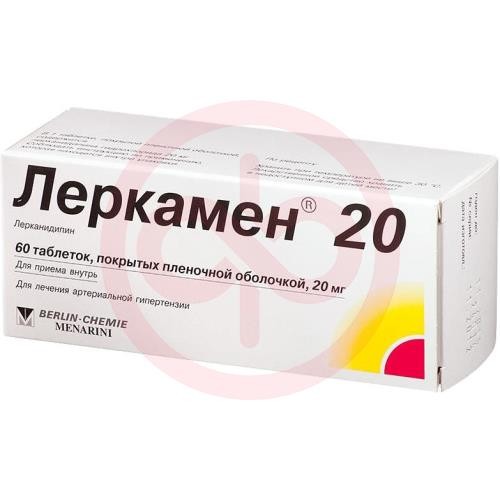 Леркамен 20 таблетки покрытые пленочной оболочкой 20мг №60 Леркамен 20 таблетки покрытые пленочной оболочкой 20мг №60