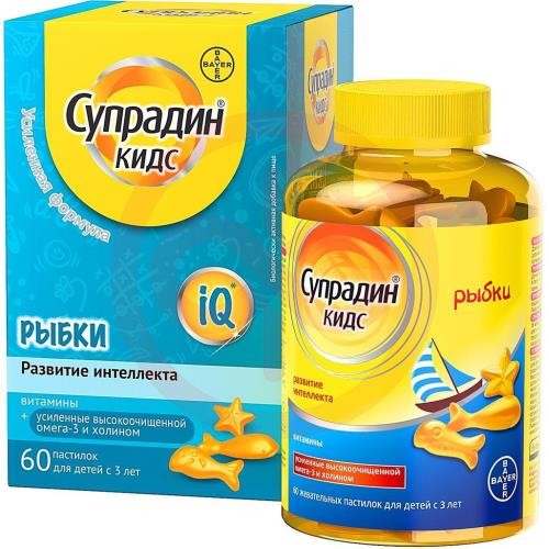 Супрадин кидс пастилки жевательные №60 рыбки Супрадин кидс пастилки жевательные №60 рыбки