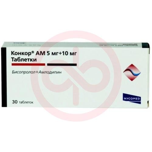Конкор ам таблетки 5мг + 10мг №30 Конкор ам таблетки 5мг + 10мг №30