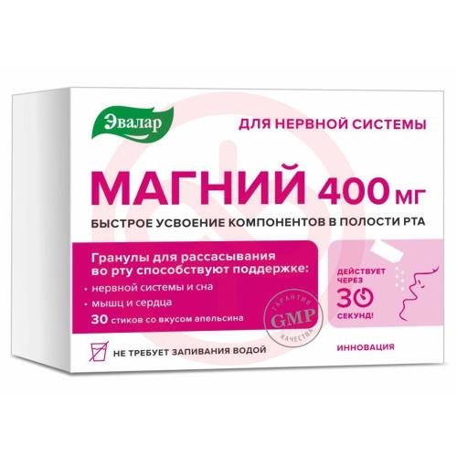 Эвалар магний гранулы 400мг 3г №30 Эвалар магний гранулы 400мг 3г №30