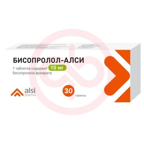 Бисопролол-алси таблетки 10мг №30 Бисопролол-алси таблетки 10мг №30