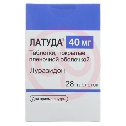Латуда таблетки покрытые пленочной оболочкой 40мг №28 Латуда таблетки покрытые пленочной оболочкой 40мг №28