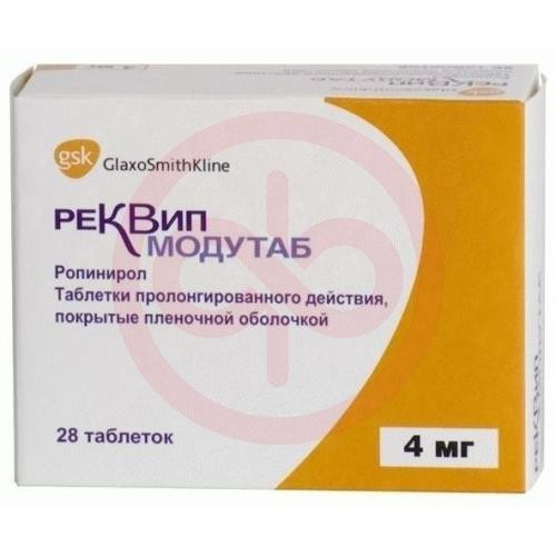 Реквип модутаб таблетки покрытые пленочной оболочкой с пролонгированным высвобождением 4мг №28 Реквип модутаб таблетки покрытые пленочной оболочкой с пролонгированным высвобождением 4мг №28
