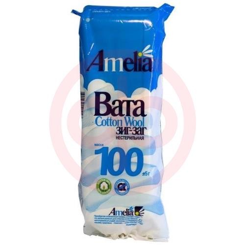 Амелия вата хирургическая 100г зиг-заг н/стерил. хлопок Амелия вата хирургическая 100г зиг-заг н/стерил. хлопок