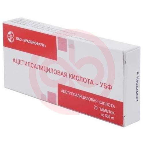 Ацетилсалициловая кислота-убф таблетки 500мг №20
