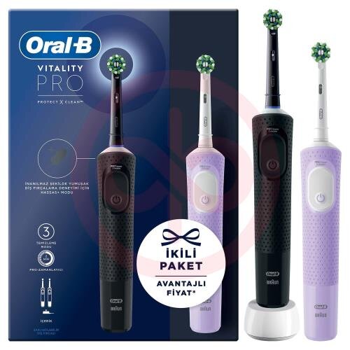 Орал би виталити про набор электр зуб щет тип 3708 №2 черная + лиловая + насадки №2 Орал би виталити про набор электр зуб щет тип 3708 №2 черная + лиловая + насадки №2