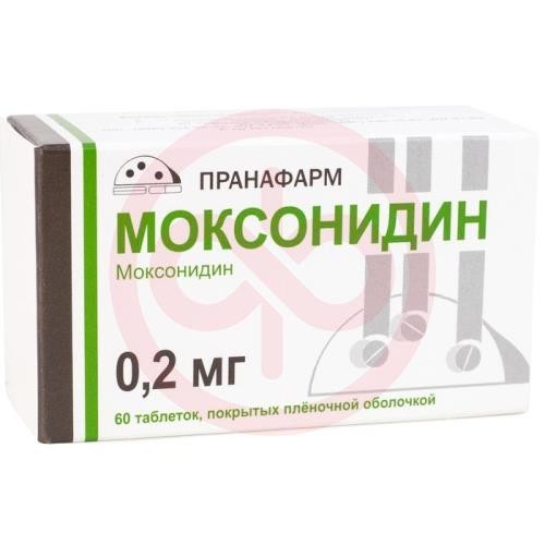 Моксонидин таблетки покрытые пленочной оболочкой 0.2мг №60
