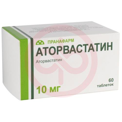 Аторвастатин таблетки покрытые пленочной оболочкой 10мг №60 Аторвастатин таблетки покрытые пленочной оболочкой 10мг №60