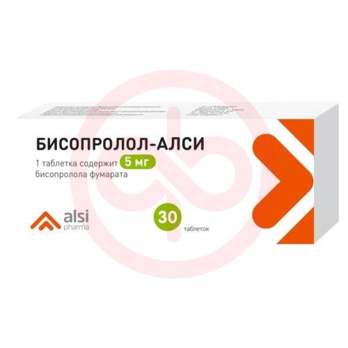 Бисопролол-алси таблетки 5мг №30 Бисопролол-алси таблетки 5мг №30