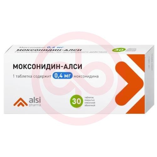 Моксонидин-алси таблетки покрытые пленочной оболочкой 0.4мг №30