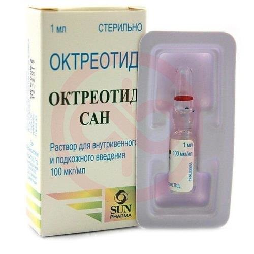 Октреотид сан раствор для внутривенного и подкожного введения 100мкг/мл 1мл Октреотид сан раствор для внутривенного и подкожного введения 100мкг/мл 1мл