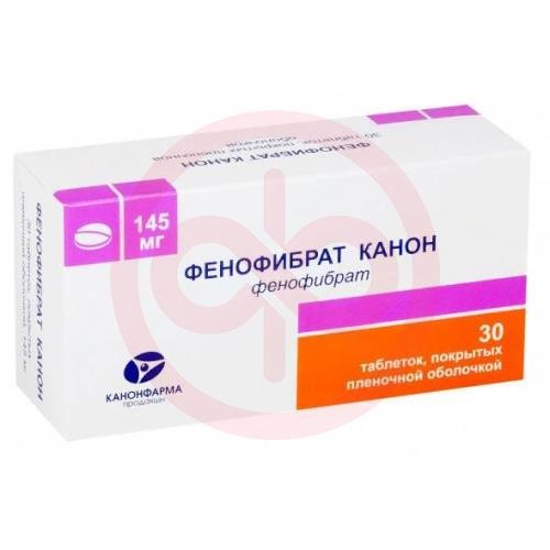 Фенофибрат канон таблетки покрытые пленочной оболочкой 145мг №30 Фенофибрат канон таблетки покрытые пленочной оболочкой 145мг №30