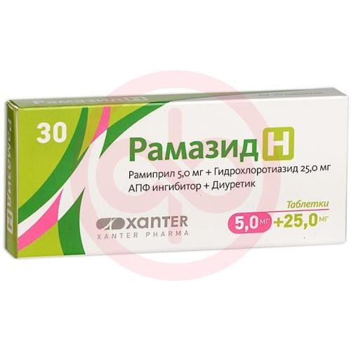 Рамазид h таблетки 5мг + 25мг №30 Рамазид h таблетки 5мг + 25мг №30