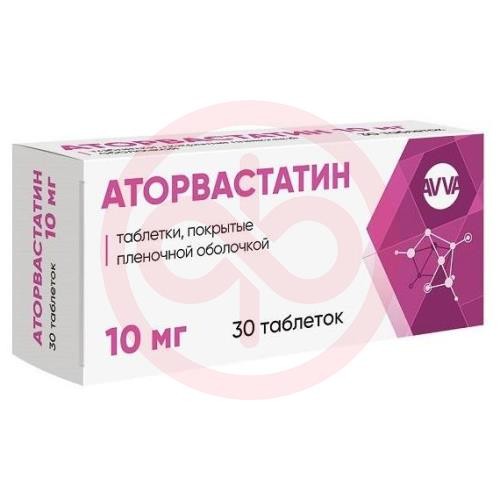 Аторвастатин таблетки покрытые пленочной оболочкой 10мг №30 Аторвастатин таблетки покрытые пленочной оболочкой 10мг №30