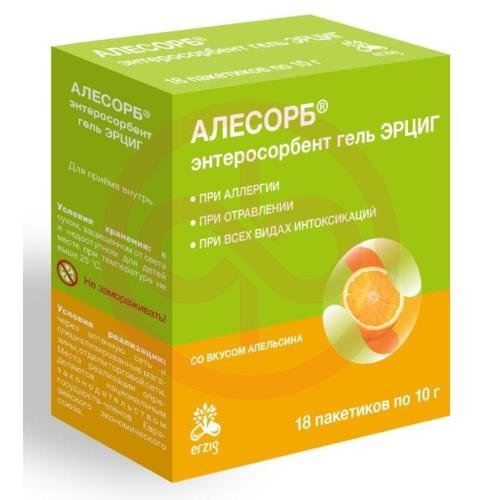 Алесорб энтеросорбент гель для приема внутрь 10г №18 вкус апельсина Алесорб энтеросорбент гель для приема внутрь 10г №18 вкус апельсина
