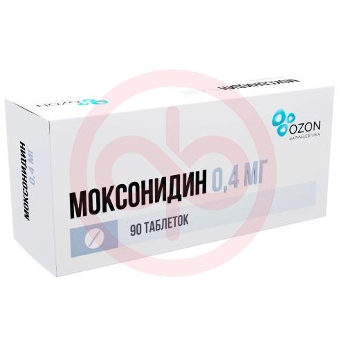 Моксонидин таблетки покрытые пленочной оболочкой 0.4мг №90