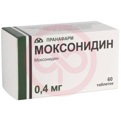 Моксонидин таблетки покрытые пленочной оболочкой 0,4мг №60 Моксонидин таблетки покрытые пленочной оболочкой 0,4мг №60