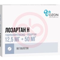 Лозартан н таблетки покрытые пленочной оболочкой 12.5мг + 50мг №90