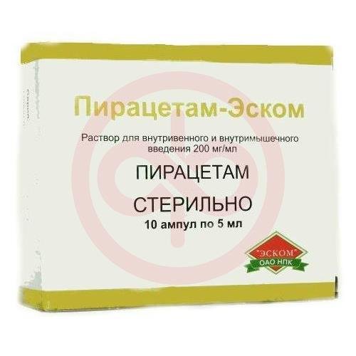 Пирацетам-эском раствор для внутривенного и внутримышечного введения 200мг/мл 5мл №10 Пирацетам-эском раствор для внутривенного и внутримышечного введения 200мг/мл 5мл №10