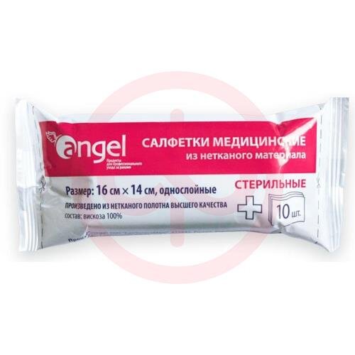 Ангел салфетка неткан. матер. 1-сл. стер. 16х14см. №10 [angel]