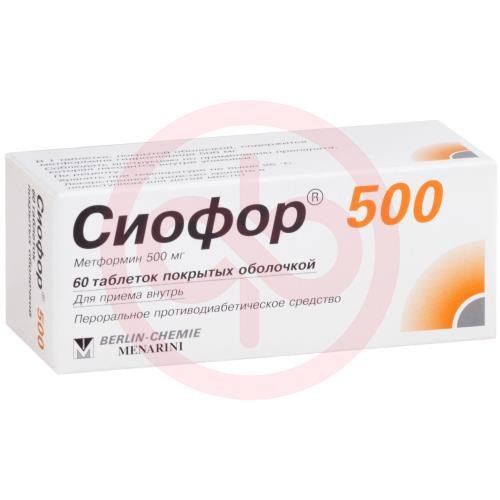 Сиофор 500 таблетки покрытые пленочной оболочкой 500мг №60