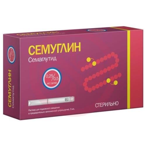 Семуглин раствор для подкожного введения 0,25/0,5 мг/доза 3мл /в комплекте с иглами - 8 шт/ Семуглин раствор для подкожного введения 0,25/0,5 мг/доза 3мл /в комплекте с иглами - 8 шт/