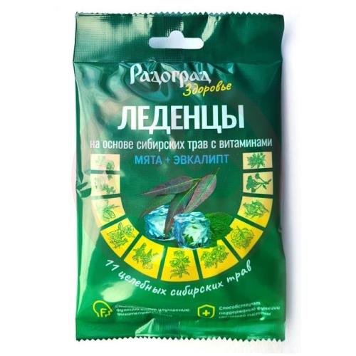 Радоград леденцы №15 на основе сибирских трав с витаминами мята + эвкалипт
