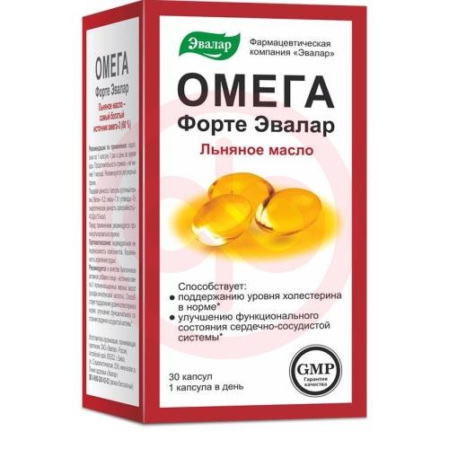 Омега форте эвалар капсулы №30 льняное масло Омега форте эвалар капсулы №30 льняное масло