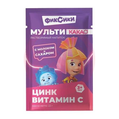 Фиксики мульти какао напиток растворимый 22г с молоком цинком и витамином с 3 +