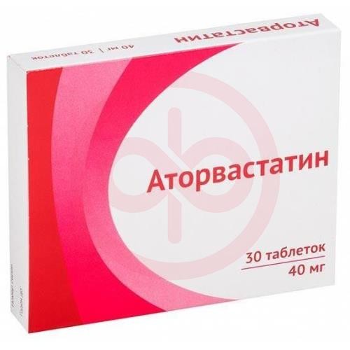 Аторвастатин таблетки покрытые пленочной оболочкой 40мг №30 Аторвастатин таблетки покрытые пленочной оболочкой 40мг №30
