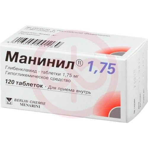 Манинил 1,75 таблетки 1.75мг №120 Манинил 1,75 таблетки 1.75мг №120