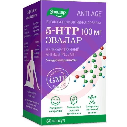 Эвалар анти-эйдж 5-htp капсулы 100мг №60 Эвалар анти-эйдж 5-htp капсулы 100мг №60