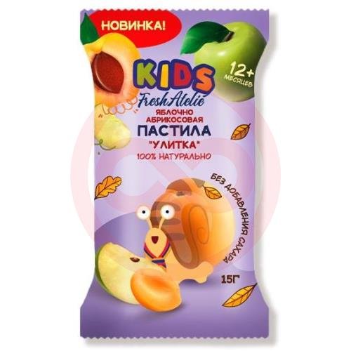 Кидс фреш ателье пастила 15г яблочно-абрикосовая улитка 12мес +