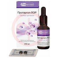 Протаргол-лор таблетки для приготовления раствора для местного применения 200мг №2 в комплекте с флаконом и крышкой-пипеткой