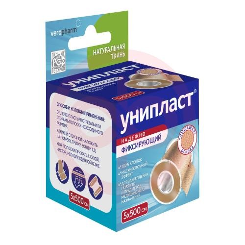 Унипласт лейкопластырь фиксирующий 5х500см ткан Унипласт лейкопластырь фиксирующий 5х500см ткан
