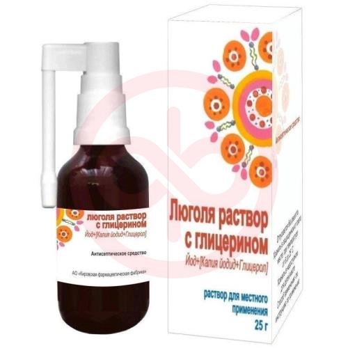 Люголя раствор с глицерином раствор для местного применения 25г /в комплекте с насадкой-распылителем-1 шт/ Люголя раствор с глицерином раствор для местного применения 25г /в комплекте с насадкой-распылителем-1 шт/