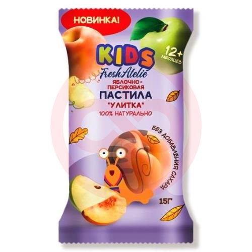 Кидс фреш ателье пастила 15г яблочно-персиковая улитка 12мес +