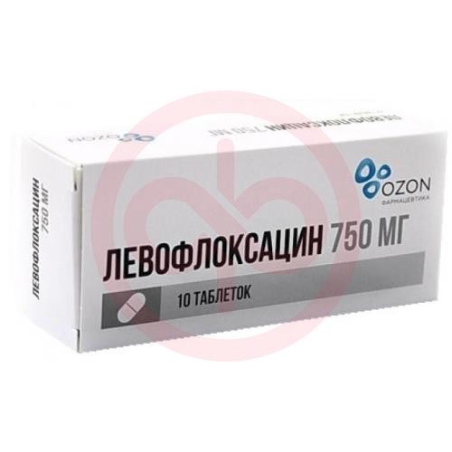 Левофлоксацин таблетки покрытые пленочной оболочкой 750мг №10 Левофлоксацин таблетки покрытые пленочной оболочкой 750мг №10