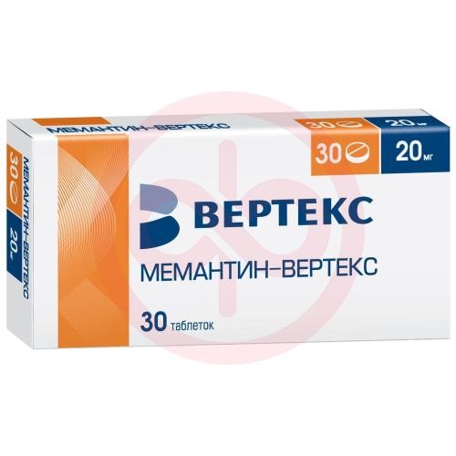 Мемантин-вертекс таблетки покрытые пленочной оболочкой 20мг №30 Мемантин-вертекс таблетки покрытые пленочной оболочкой 20мг №30