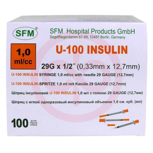 Сфм шприц инсулиновый u-100 1мл №100 3-х комп. интег. игла 29g 0,33 х12,7 мм Сфм шприц инсулиновый u-100 1мл №100 3-х комп. интег. игла 29g 0,33 х12,7 мм
