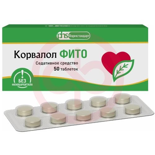 Корвалол фито таблетки 1.16мг + 28мг + 16.4мг №50 Корвалол фито таблетки 1.16мг + 28мг + 16.4мг №50