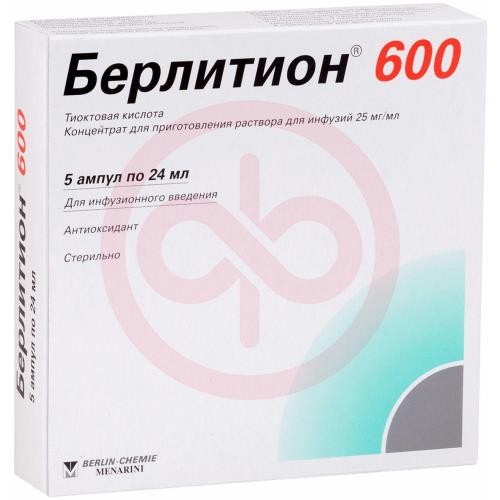 Берлитион 600 концентрат для приготовления раствора для инфузий 25мг/мл 24мл №5