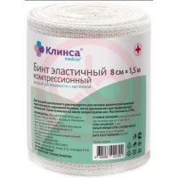Клинса бинт эластичный компрессионный вр 8х150см (застежка)