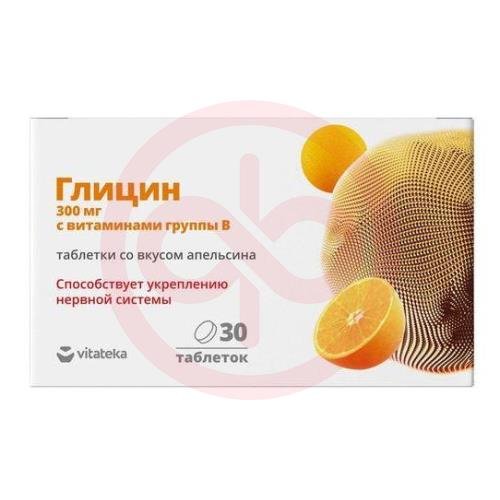 Витатека глицин с витаминами в таблетки для рассасывания 800мг №30 апельсин Витатека глицин с витаминами в таблетки для рассасывания 800мг №30 апельсин