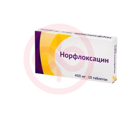 Норфлоксацин таблетки покрытые пленочной оболочкой 400мг №10 Норфлоксацин таблетки покрытые пленочной оболочкой 400мг №10