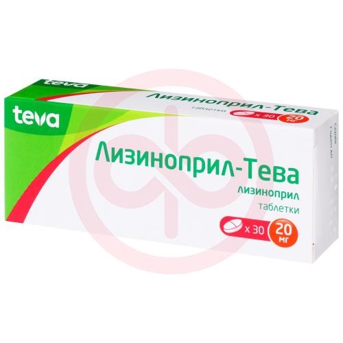 Лизиноприл-тева таблетки 20мг №30 Лизиноприл-тева таблетки 20мг №30