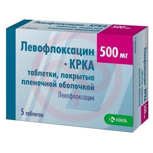 Левофлоксацин-крка таблетки покрытые пленочной оболочкой 500мг №5 Левофлоксацин-крка таблетки покрытые пленочной оболочкой 500мг №5