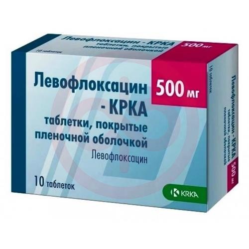 Левофлоксацин-крка таблетки покрытые пленочной оболочкой 500мг №10 Левофлоксацин-крка таблетки покрытые пленочной оболочкой 500мг №10